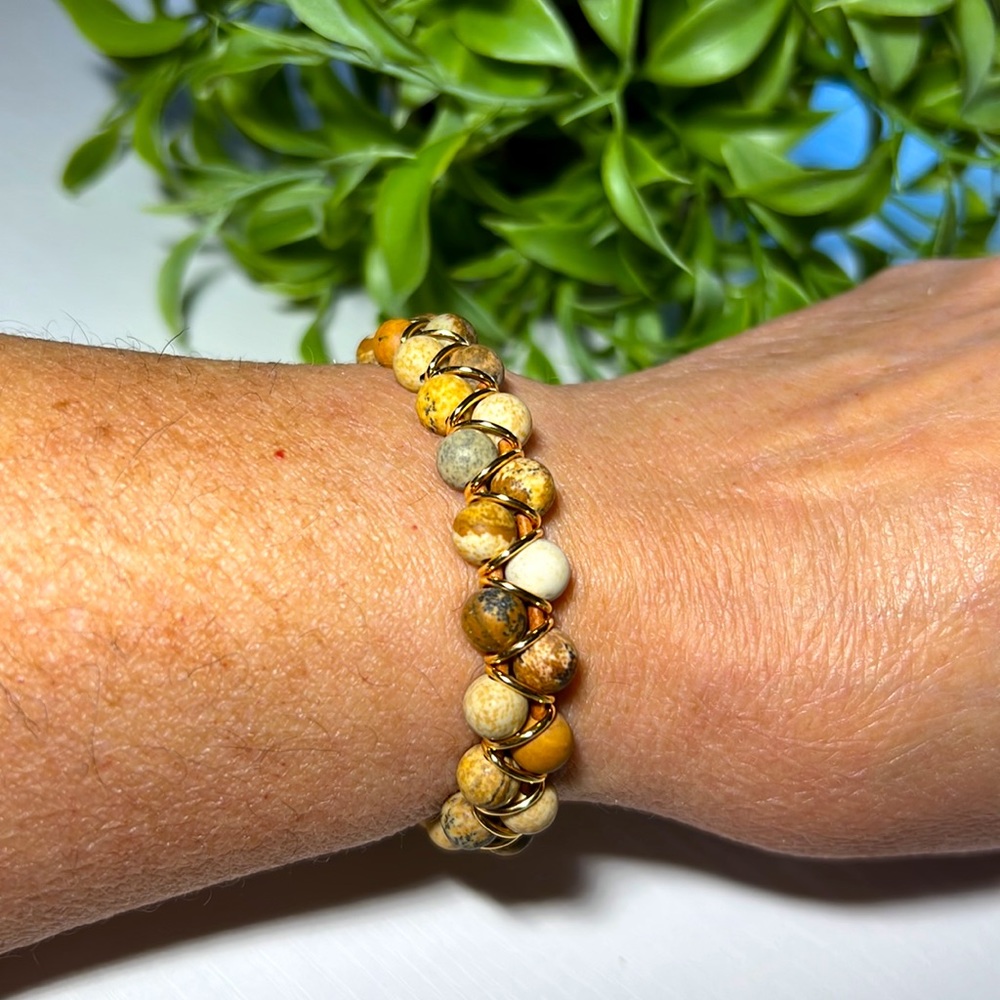 ❤️ One of a Kind Painted Jasper Bracelet ❤️